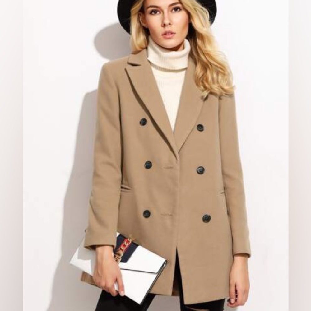 SHEIN Camel Peacoat XS
